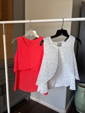 Zara Sleeveless Layered sleeveless blouses- Red & White Speckled